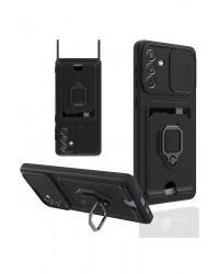 Newface Samsung Galaxy A04S Kılıf Zuma Kartvizitli Yüzüklü Silikon - Siyah