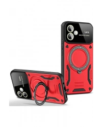 Newface Samsung Galaxy A06 Kılıf Joy Lens Standlı Kapak - Kırmızı