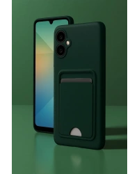 Newface Samsung Galaxy A06 Kılıf Kelvin Kartvizitli Silikon - Koyu Yeşil