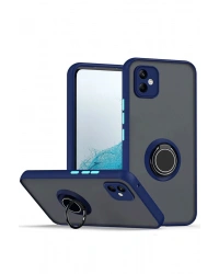 Newface Samsung Galaxy A06 Kılıf Montreal Yüzüklü Silikon Kapak - Lacivert