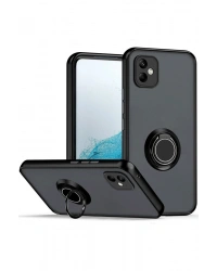 Newface Samsung Galaxy A06 Kılıf Montreal Yüzüklü Silikon Kapak - Siyah