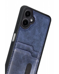 Newface Samsung Galaxy A07 4G Sara Kartvizitli Deri Kılıf - Lacivert