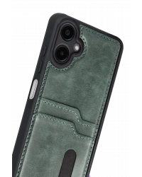 Newface Samsung Galaxy A07 4G Sara Kartvizitli Deri Kılıf - Yeşil