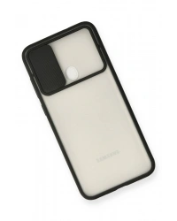 Newface Samsung Galaxy A11 Kılıf Palm Buzlu Kamera Sürgülü Silikon - Siyah