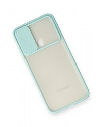 Newface Samsung Galaxy A11 Kılıf Palm Buzlu Kamera Sürgülü Silikon - Turkuaz