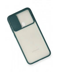 Newface Samsung Galaxy A11 Kılıf Palm Buzlu Kamera Sürgülü Silikon - Yeşil