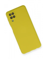 Newface Samsung Galaxy A12 Kılıf Nano içi Kadife Silikon - Sarı