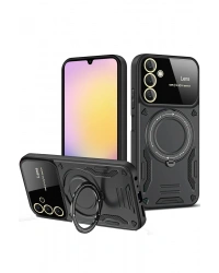 Newface Samsung Galaxy A14 4G Kılıf Joy Lens Standlı Kapak - Siyah