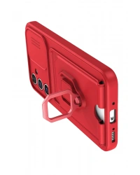 Newface Samsung Galaxy A14 4G Kılıf Zuma Kartvizitli Yüzüklü Silikon - Kırmızı