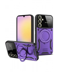 Newface Samsung Galaxy A15 4G Kılıf Joy Lens Standlı Kapak - Mor