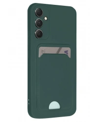 Newface Samsung Galaxy A16 5G Kılıf Kelvin Kartvizitli Silikon - Koyu Yeşil