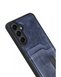 Newface Samsung Galaxy A17 5G Sara Kartvizitli Deri Kılıf - Lacivert