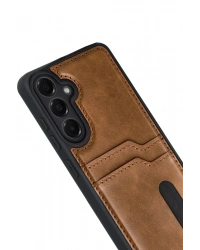 Newface Samsung Galaxy A17 5G Sara Kartvizitli Deri Kılıf - Taba