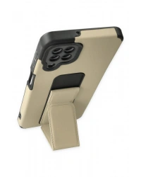 Newface Samsung Galaxy A22 Kılıf Mega Standlı Silikon - Gold