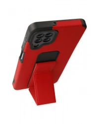 Newface Samsung Galaxy A22 Kılıf Mega Standlı Silikon - Kırmızı