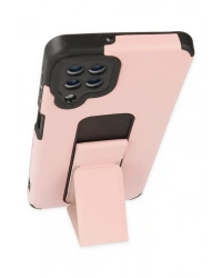 Newface Samsung Galaxy A22 Kılıf Mega Standlı Silikon - Pudra