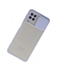 Newface Samsung Galaxy A22 Kılıf Palm Buzlu Kamera Sürgülü Silikon - Lila