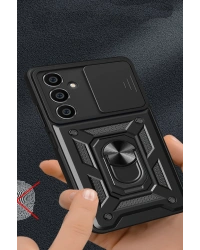 Newface Samsung Galaxy A25 5G Kılıf Pars Lens Yüzüklü Silikon - Kırmızı