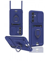 Newface Samsung Galaxy A25 5G Kılıf Zuma Kartvizitli Yüzüklü Silikon - Lacivert