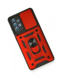 Newface Samsung Galaxy A32 Kılıf Pars Lens Yüzüklü Silikon - Kırmızı