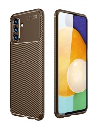 Newface Samsung Galaxy A36 Kılıf Auto Focus Karbon Kapak - Kahverengi