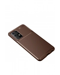 Newface Samsung Galaxy A52 Kılıf Auto Focus Karbon Kapak - Kahverengi