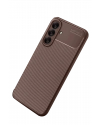 Newface Samsung Galaxy A56 Kılıf Auto Focus Karbon Kapak - Kahverengi