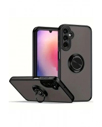 Newface Samsung Galaxy A56 Kılıf Montreal Yüzüklü Silikon Kapak - Siyah