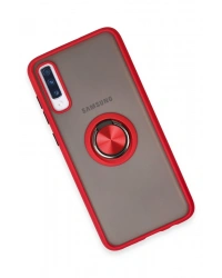 Newface Samsung Galaxy A70 Kılıf Montreal Yüzüklü Silikon Kapak - Kırmızı