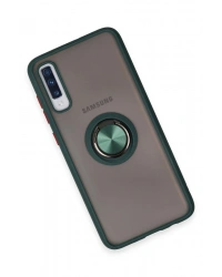 Newface Samsung Galaxy A70 Kılıf Montreal Yüzüklü Silikon Kapak - Yeşil