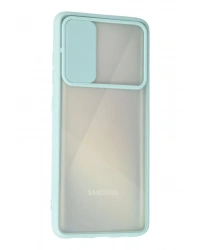 Newface Samsung Galaxy A71 Kılıf Palm Buzlu Kamera Sürgülü Silikon - Turkuaz