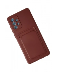 Newface Samsung Galaxy A72 Kılıf Kelvin Kartvizitli Silikon - Bordo