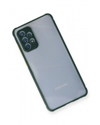 Newface Samsung Galaxy A72 Kılıf Miami Şeffaf Silikon - Koyu Yeşil