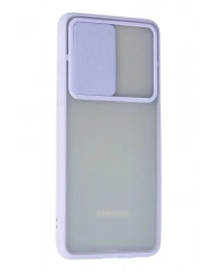 Newface Samsung Galaxy A72 Kılıf Palm Buzlu Kamera Sürgülü Silikon - Lila