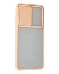 Newface Samsung Galaxy A72 Kılıf Palm Buzlu Kamera Sürgülü Silikon - Pembe