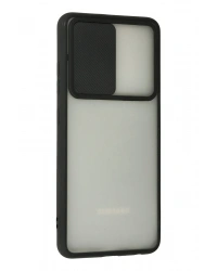 Newface Samsung Galaxy A72 Kılıf Palm Buzlu Kamera Sürgülü Silikon - Siyah