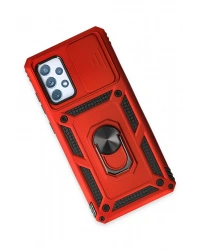 Newface Samsung Galaxy A72 Kılıf Pars Lens Yüzüklü Silikon - Kırmızı