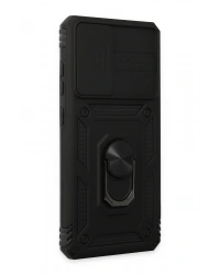 Newface Samsung Galaxy A72 Kılıf Pars Lens Yüzüklü Silikon - Siyah