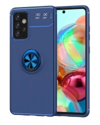 Newface Samsung Galaxy A72 Kılıf Range Yüzüklü Silikon - Mavi