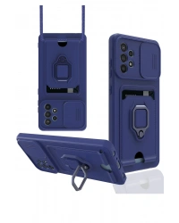 Newface Samsung Galaxy A72 Kılıf Zuma Kartvizitli Yüzüklü Silikon - Lacivert