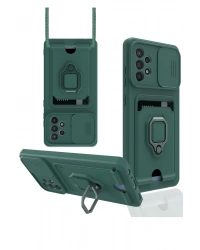 Newface Samsung Galaxy A72 Kılıf Zuma Kartvizitli Yüzüklü Silikon - Yeşil