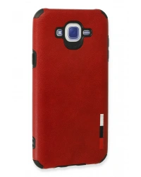 Newface Samsung Galaxy J7 Kılıf Loop Deri Silikon - Kırmızı