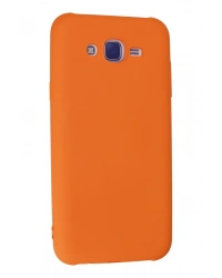 Newface Samsung Galaxy J7 Kılıf Nano içi Kadife Silikon - Turuncu