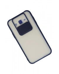 Newface Samsung Galaxy J7 Kılıf Palm Buzlu Kamera Sürgülü Silikon - Lacivert