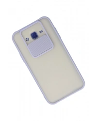 Newface Samsung Galaxy J7 Kılıf Palm Buzlu Kamera Sürgülü Silikon - Lila