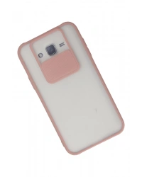 Newface Samsung Galaxy J7 Kılıf Palm Buzlu Kamera Sürgülü Silikon - Pembe