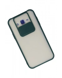 Newface Samsung Galaxy J7 Kılıf Palm Buzlu Kamera Sürgülü Silikon - Yeşil