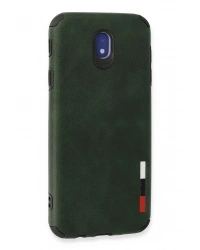 Newface Samsung Galaxy J7 Pro / J730 Kılıf Loop Deri Silikon - Yeşil