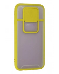 Newface Samsung Galaxy J7 Pro / J730 Kılıf Palm Buzlu Kamera Sürgülü Silikon - Sarı