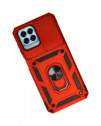 Newface Samsung Galaxy M33 Kılıf Pars Lens Yüzüklü Silikon - Kırmızı